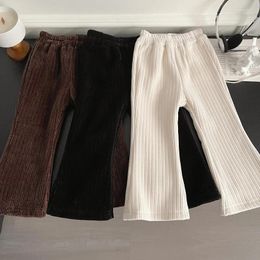 Trousers Girls' Pants Winter Korean Version Of Girls Warm Everything With Solid Colour Baby Thick Bell Bottoms