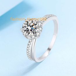 Jewellery Platinum Plated 1CT Moissanite Diamond Ring 925 Sterling Silver Wedding Engagement Customise High Quality Eternity Ring