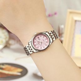 Wristwatches 2024 Fashion Ladies Watches Luxury Diamond Silver Simple Elegant Watch Female Stainless Steel Waterproof Women's