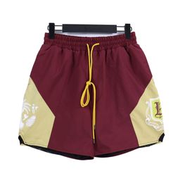 Summer New Mens Printed Letter Coconut Tree Color Block Sports Shorts Batch