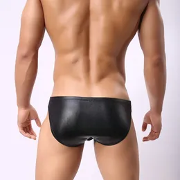 Underpants Mens Sexy Pants U Convex Pouch Underwear Passionate Performance Lacquered Imitation Leather Briefs