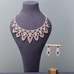 Necklace Earrings Set JEWEL Luxury 2 PCS Necklaces Design Cubic Zirconia Dubai Women Wedding & Engagement Bridal Party