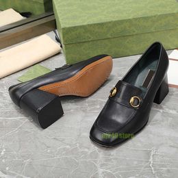Pumps women high heel designer shoes classic t fashion genuine leather Italian luxury brand block heels