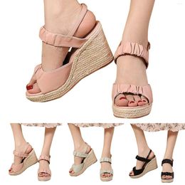 Sandals Summer Transparent Wedges Flip Flops Woven Shoes Large Size Ultra High Womens 9 Wedge For Women Lace