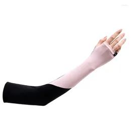 Cycling Gloves Summer Women Long Ice Silk Touch Screen Driving Glove Sleeve UV Sunscreen Outdoor Sport Fingerless Stripe Sun Mitten I68