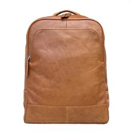 Backpack Highend A4 Vintage Brown Black Coffee Large Capacity Top Grain Genuine Leather 14'' Laptop Women Men Travel Bag M8023