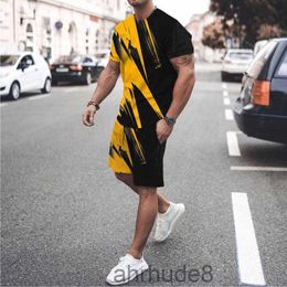 Mens Tracksuits Rain Suits Big and Tall Men Summer Fashion Leisure Trend 3d Digital Printed Short Sleeve Shorts Set Two Piece Setmens 6FN4