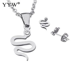 Fashion Stainless Steel Jewellery Sets earring & necklace oval chain & with rhinestone original Colour Sold By Set6154842