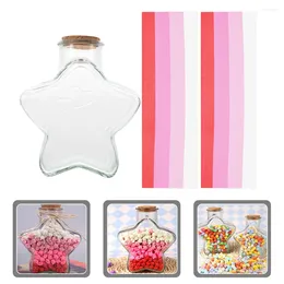 Storage Bottles Star Shaped Bottle Origami Paper Strips Glass Favor Jar Cork Lid Diy Small Wishing Message Drift Candy