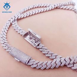 S Hip Hop Jóias Iced Out 15Mm Colar Moissanite Diamante Rosa Ouro Cuban Link Chain