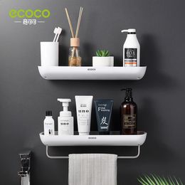 ECOCO Bathroom Shelves Organiser Wall Mount Home Towel shelf Shampoo Rack With Bar Storage Accessories 240201