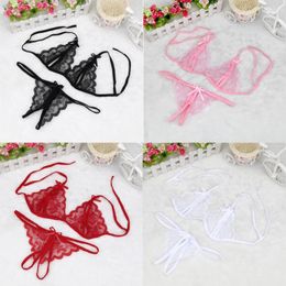 Bras Sets Women Red Sexy Pyjamas Set Lady Lingerie Lace Underwear Sleepwear Two Piece Female