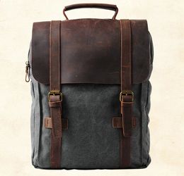 Fashion Male Backpack Leather military Canvas backpack Men women school bag bagpack rucksack mochila 240130