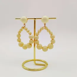 Dangle Earrings Ivory Resin Bead Metal Beige Stud Hoop Earring Women Girls Gold Plating Fashion Jewellery Party Gift 2024 Style HE23