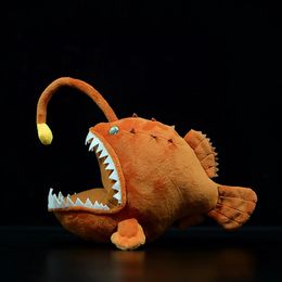 25cm Original Soft Realistic Lantern Fish Plush Toy Simulation Monkfish Lophiiformes Ocean Animal Doll Birthday Gift For Boy 240130