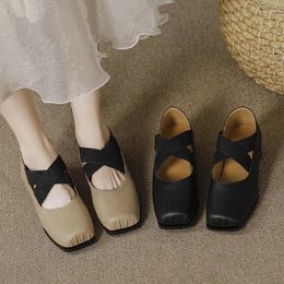 Dress Shoes Spring Summer Luxury Soft Women Design Girl Student Fashion Ladies Modern Sandals Low Heels Lady Party Square