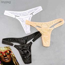 Briefs Panties Men Solid Milk Silk Sexy Thong Penis Pouch T-back G-String Low Waist Detachable High Elasticity Ultra-thin Gay Underwear YQ240215