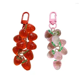 Keychains Strawberry Pendant Keyring Cute Sweet Keychain Backpack Decoration Fruit Keyholder Phone Lanyard Women Girl Jewellery