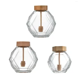 Storage Bottles Honey Jar Clear Washable Holder With Dipper And Lid For Restaurant