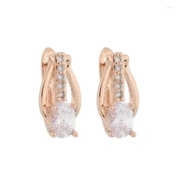 Dangle Earrings White Oval Natural Zircon Rose Gold Colour For Women Wedding Party Fashion Jewellery