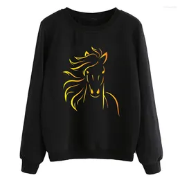 Women's Hoodies Funny Design Horse Creative Print Pullovers Women Hip Hop Fleece Female Fashion Casual Streetwear Comfortable Sweatshirt