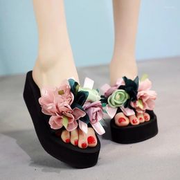 Slippers 2024 Women Bow Summer Sandals Slipper Indoor Outdoor Flip-flops Beach Shoes Fashion Female Casual Flower Gift