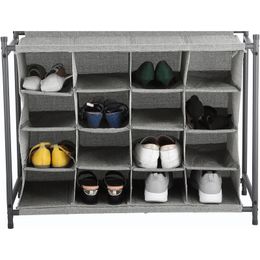 4Tier Charleston Collection 16 Pairs Shoe Organiser Grey Rack Storage s Shelve 240223