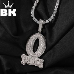 THE BLING KING Iced Letter O Block Pendant Necklace For Men Gold Plated Micro Paved Cubic Zirconia Charm Rock Hip Hop Jewellery 240202