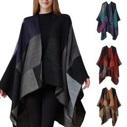 Scarves Women's Plaid Shawl Wraps Open Front Poncho Cape Oversized Sweaters Casual Cardigan For Women Formal Warm Blanket