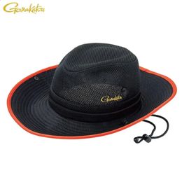 Gamakatsu Wide Brim Bucket Hat with Adjustable Chin Strap Mens UV Protection Fishing Cap Camping Hiking Fisherman 240130