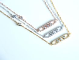 2018 new designs fashion brand france 925 silver jewelry necklace 3pcs cz stones pendants with 3 color plated for women wedding ne1150659
