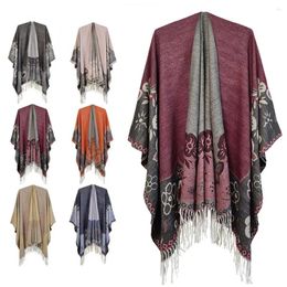 Scarves Double-sided Fleece Shawl Wedding Party Thicken Winter Warm Plush Wraps Scarf Ethnic Style Cloak Cardigan