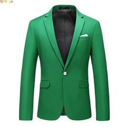 Bright Green Suit Jacket Mens Stylish Slim Blazer Wedding Party Dress Coat Suitable for All Seasons Big Size 5XL 6XL 240125