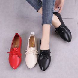 Big Size 41 Women Flat Shoes Woman Genuine Leather Flats Ladies Female Cutout Slip on for Ballet Loafers 240202