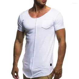 Men's Suits A2832 Men Fashion Patchwork T Shirt Short Sleeve Solid T-shirt Casual Summer Top Tee Shirts Mens Fitness Slim Camiseta