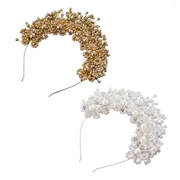 Hair Clips Pearl Wedding Headband Handmade Flower Tiara For Jewellery Women Pageants