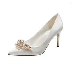 Dress Shoes 31-43 White Wedding Female Bridesmaid Women Thin Heel Pointed Toe Stiletto