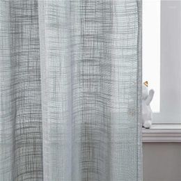 Curtain Grey Linen Semi-Shading Curtains For Living Room Bedroom Home Decor Tulles Window Kitchen Sheer Yarn Custom