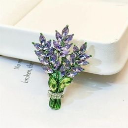 Brooches Trendy Exquisite Purple Lavender Brooch Women's Elegant Rhinestone Bouquet Clothing Coat Luxury Jewelry Pins Girl Gift