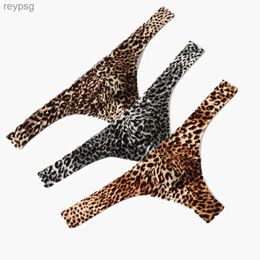 Briefs Panties Brand Mens Pouch Bikini Underwear Leopard Printed Bulge Thong Men Plus Size M-3XL Tanga Sexy Homme Low Rise Male Underpants YQ240215