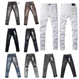 Street Fashion Designer Purple Jeans Men Buttons Fly Black Stretch Elastic Skinny Ripped Jeans Hip Hop Brand Pants for Women White Black Pants LGPE LGPE