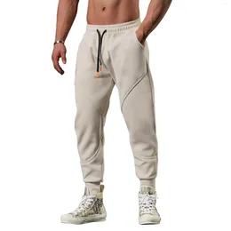 Men's Pants Casual Plush Warm Fabric Patchwork Ankle Tight Cropped Fashion Sport Trousers Jogger Sweatpants