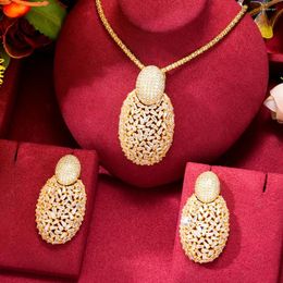 Necklace Earrings Set Missvikki Original Lucky Chain Big Oval Pendant Luxury Gougeous Splicing For Women Wedding Party Accessories
