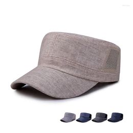 Ball Caps Summer Linen Flat Top Baseball For Men Women Snapback Gorras Leisure Army Cap Breathable Shading Hat Unisex GH-802