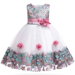 Summer Kids Girl Dress Embroidery Flower Girls Birthday Party Dresses Children Princess Prom Costums Formal Clothes 3 8 Years 240126