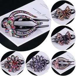 Hair Clips Fashion Colourful Flower Crystal Claw Rhinestone Hairpin Hollow Heart Clip Barrette Women Accessories Gifts