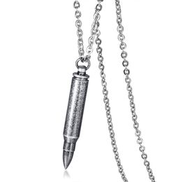 Military Fan Jewellery 7x43mm Mini Bullet Shaped Cremation Urn Necklace in Stainless Steel Silver Gold Black Vintage Silver7311065