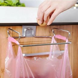 Kitchen Storage Trash Stainless Steel Rack Rubbish Garbage Bag Holder Door Hook Cupboard Hanger Support Multifunctional Shelf