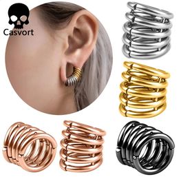 Casvort 00g Stacker Rings Lobe Cuff Ear Gauges Plugs Tunnels Stretcher Earring Clip on Cartilage Wedding Body Jewellery 240130