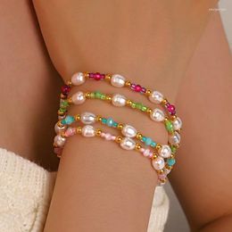 Strand Colourful Crystal Pearl Bohemian Versatile Temperament Bracelets For Women